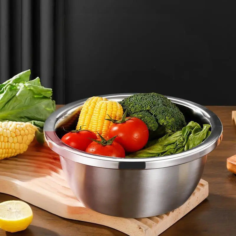 Homeessentials 3-in-1 Multifunctional Cutting Machine: Stainless Steel Strainer Set with Basin, Sieve, and Cutter for Washing Rice, Fruits, and Vegetables - Essential Kitchen Tool.