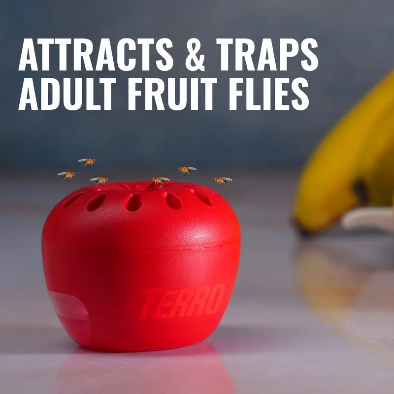 TERRO Indoor Fruit Fly Traps (2-Pack) with 90-Day Lure Supply - Effective Solution for Controlling Fruit Flies Near Food and Trash Areas - Ready-to-Use